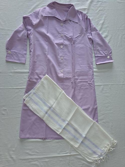 Lichtpaarse manteau (Iraanse vrouwenmantel) met witte sjaal, Kleding | Dames, Jassen | Zomer, Nieuw, Maat 36 (S), Paars, Ophalen of Verzenden