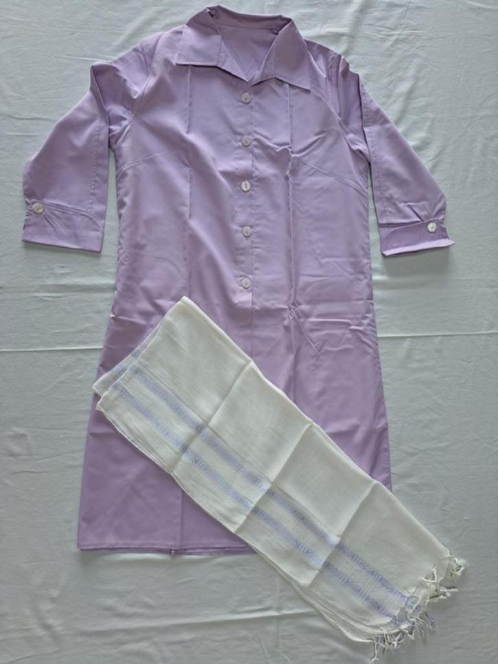 Lichtpaarse manteau (Iraanse vrouwenmantel) met witte sjaal, Kleding | Dames, Jassen | Zomer, Nieuw, Maat 36 (S), Paars, Ophalen of Verzenden