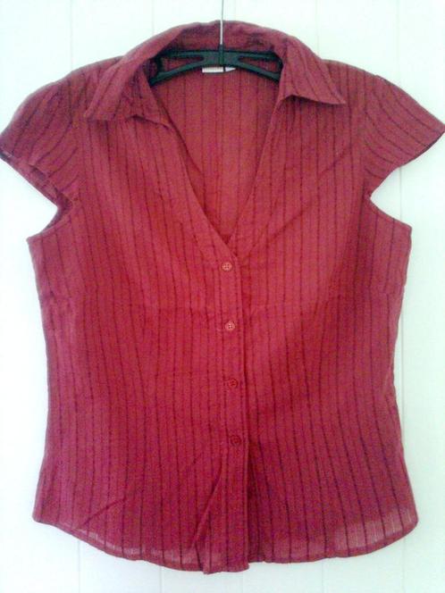 Chemise d’été rayée à manches courtes, Kleding | Dames, Blouses en Tunieken, Nieuw, Rood, Verzenden