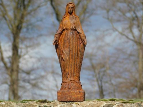 Maria beeld - gietijzer - roestkleur, Tuin en Terras, Tuinbeelden, Mensenbeeld, Metaal, Ophalen of Verzenden