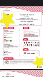 Ticket Mustapha El Attrassi a la madeleine Bruxelles, Eén persoon