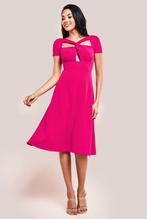 cocktailjurk midi jurk donkerroze maat 36 38, Ophalen of Verzenden, Nieuw, Roze, Cocktailjurk