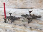 Brocante gietijzeren kandelaar wandkandelaar, Ophalen of Verzenden, Zo goed als nieuw, Kandelaar