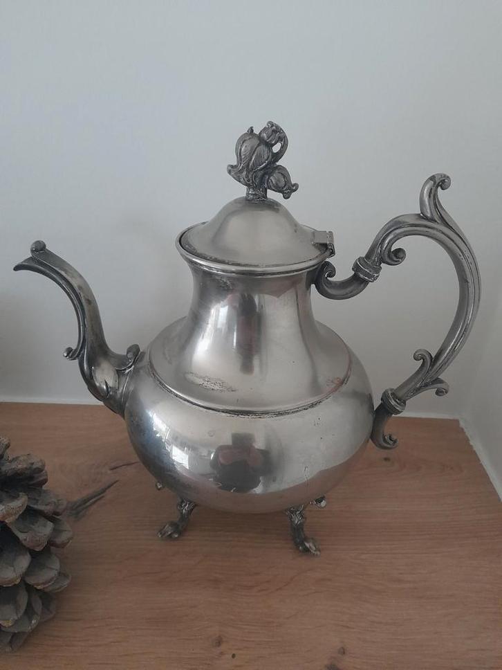 Verzilverde theepot silver on copper, Antiek en Kunst, Antiek | Zilver en Goud, Ophalen of Verzenden