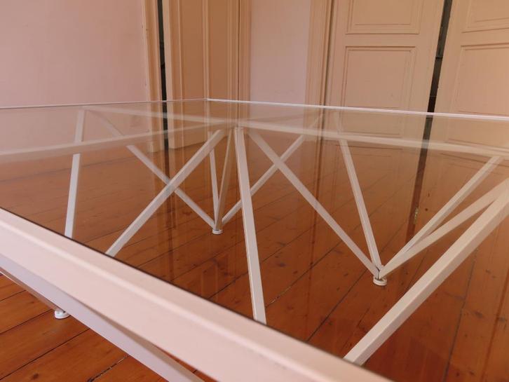 Italiaans design '80 glazen salontafel, Huis en Inrichting, Tafels | Salontafels, Gebruikt, Minder dan 50 cm, 50 tot 100 cm, 50 tot 100 cm