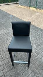 Barkruk zwart leer/hout (6 in totaal), Huis en Inrichting, Barkrukken, Ophalen, Hout