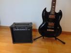 Guitare Ashton SG Model Black + amplificateur 20 watts., Musique & Instruments, Autres marques, Enlèvement, Solid body, Avec ampli