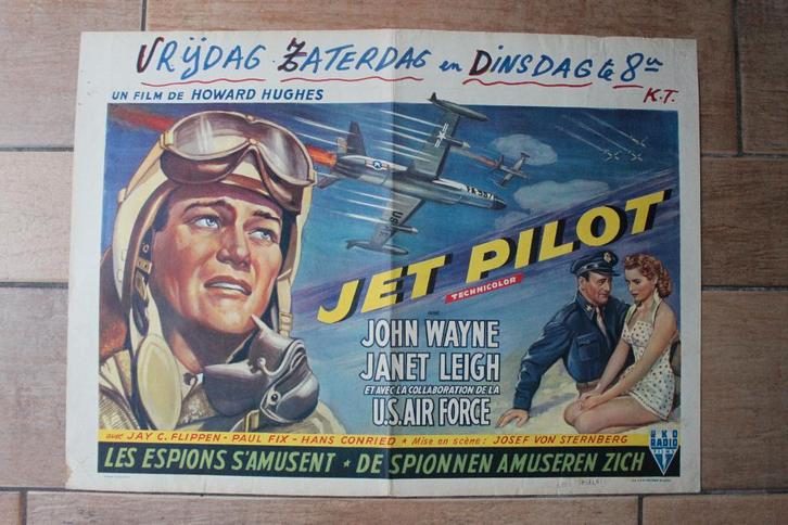 filmaffiche John Wayne Jet Pilot 1957 filmposter, Verzamelen, Posters, Zo goed als nieuw, Film en Tv, A1 t/m A3, Rechthoekig Liggend