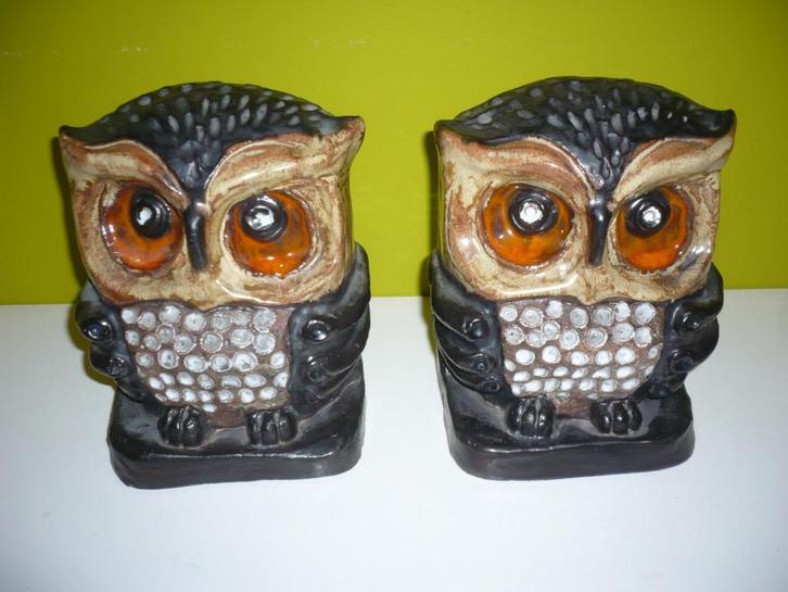 2 prachtige perignem uilen / boekensteunen keramiek België, Antiek en Kunst, Antiek | Keramiek en Aardewerk, Ophalen of Verzenden