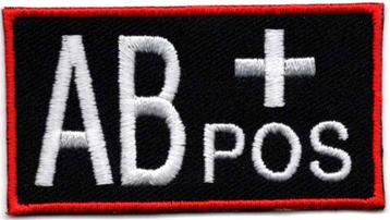Bloedgroep AB+ Positief stoffen opstrijk patch embleem, Envoi, Neuf
