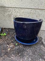 Blauwe geglazuurde aarden pot, Intérieur, 25 à 40 cm, Enlèvement, Utilisé