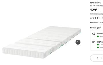 Lit enfant - Ikea - Avec matelas, Matelas, 70 à 85 cm, Enlèvement, 180 cm ou plus