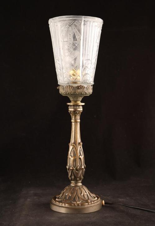 Bronzen Art Deco tafellamp Muller, Antiek en Kunst, Antiek | Verlichting, Verzenden