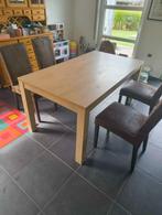houten tafel met 4 stoelen (leer look), Ophalen, Gebruikt, Zwart, Hout