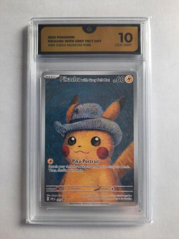Pikachu with grey felt hat Globalgrading 10 !, Enlèvement ou Envoi, Comme neuf, Booster