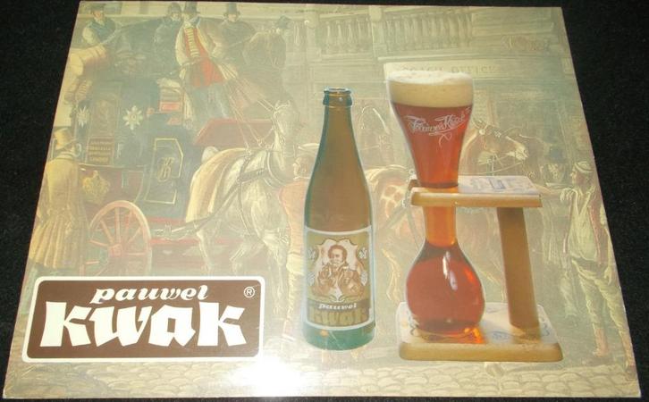 Kwak bier - kleine nostalgische staander 27x21cm - glanzend, Verzamelen, Biermerken, Gebruikt, Reclamebord, Plaat of Schild, Overige merken