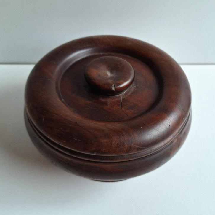 Houten pot met deksel , handgemaakt, Antiek en Kunst, Curiosa en Brocante, Ophalen