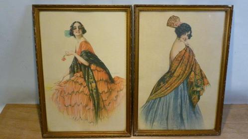 2 originele art deco litho's van Gaspar Camps,in kader., Antiek en Kunst, Kunst | Litho's en Zeefdrukken, Ophalen of Verzenden