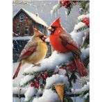 Peinture au diamant Oiseaux des neiges 40x30cm (rond), Envoi, Neuf, Bricolage