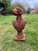 Tuinbeeld gietijzeren hond buste, Verzenden, Zo goed als nieuw, Metaal, Dierenbeeld