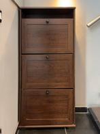Stijlvolle bruine schoenenkast – 3 kleppen – 28x60x130 cm, Huis en Inrichting, Kasten | Schoenenkasten, Ophalen, Gebruikt