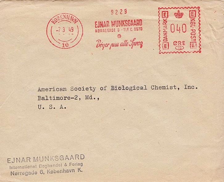 1949 - DENEMARKEN - Cover Ejnar MUNKSGAARD + KØBENHAVN, Postzegels en Munten, Postzegels | Europa | Scandinavië, Gestempeld, Denemarken