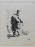 Rembrandt van Rijn - ets op papier - de blinde violist, Ophalen of Verzenden