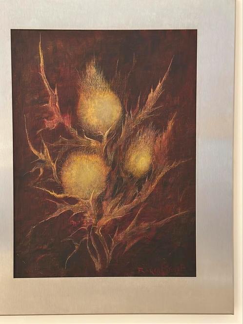 Schilderij distels van Florent Smet, Antiek en Kunst, Kunst | Schilderijen | Abstract, Ophalen