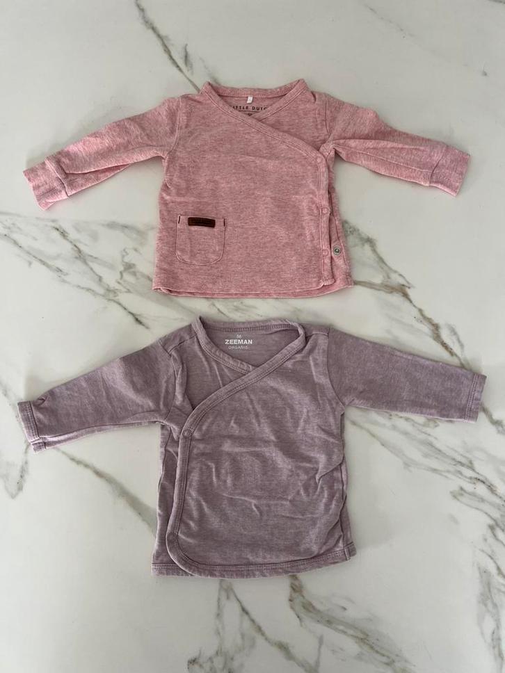 Overslagshirtjes maat 56, Kinderen en Baby's, Babykleding | Maat 56, Zo goed als nieuw, Meisje, Shirtje of Longsleeve, Ophalen