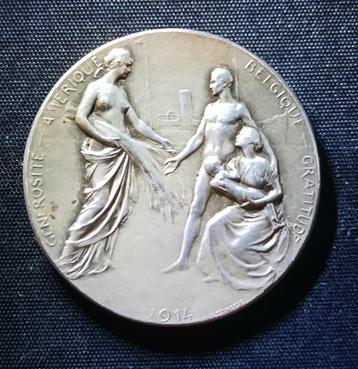 Belgische medaille Amerika1914, zeldzamer - Albert I beschikbaar voor biedingen