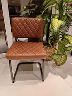 Eetkamer stoel cognac lederlook 4 stuks, Huis en Inrichting, Stoelen, Ophalen, Bruin, Industrieel, lederlook, Nieuw