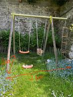 Portique en bois avec balançoires et échelle de corde, Ophalen, Gebruikt, Schommel