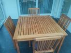 teak tafel en stoelen, Tuin en Terras, Tuintafels, Ophalen, Gebruikt, Rechthoekig, Teakhout