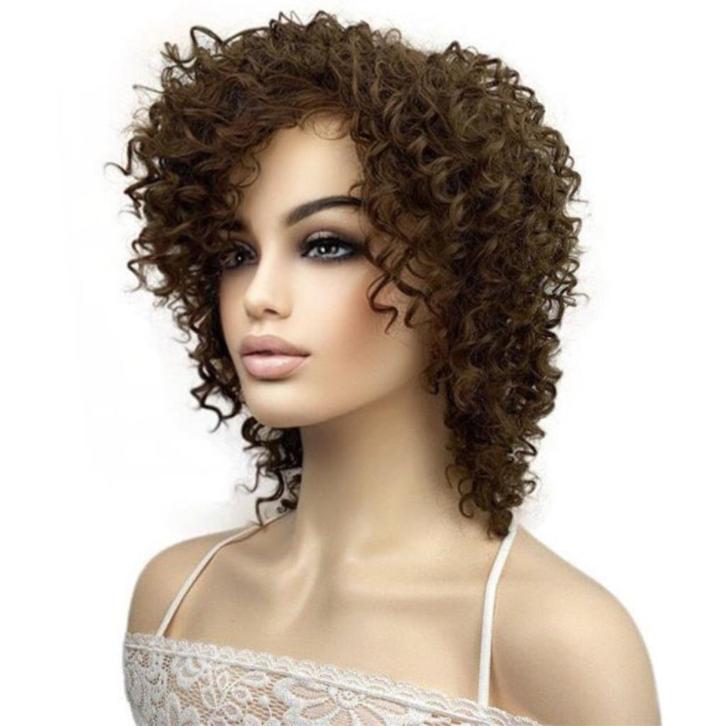 Nonchalante warrige korte pruik met krullen model 1172 kleur, Handtassen en Accessoires, Uiterlijk | Haarverzorging, Nieuw, Verzenden