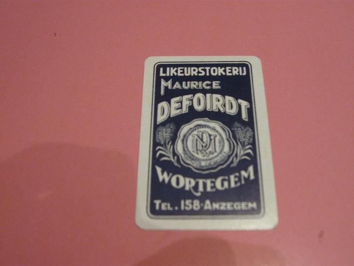 Oude speelkaart likeurstokerij Defoirdt , Wortegem (180), Verzamelen, Speelkaarten, Jokers en Kwartetten, Zo goed als nieuw, Speelkaart(en)