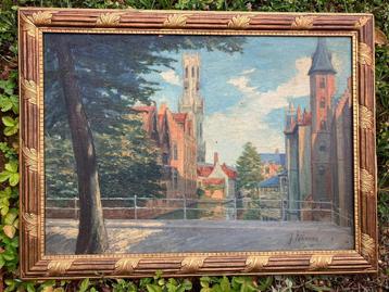 Origineel schilderij van J.Fersoone - Gezicht op Brugge beschikbaar voor biedingen