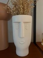 Vaas vase gezicht bloemen home art deco white bloempot, Ophalen, Zo goed als nieuw, Wit, Aardewerk of Porselein