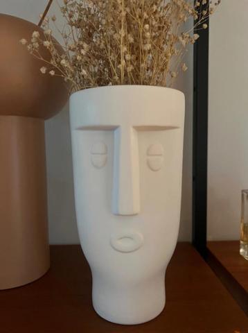 Vaas vase gezicht bloemen home art deco white bloempot beschikbaar voor biedingen
