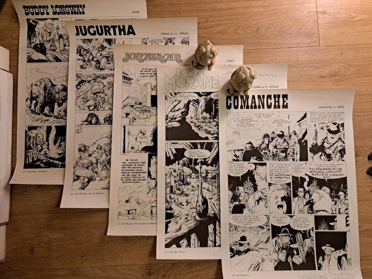 Kuifje 'operatie poster',5xposters van originele pagina, Verzamelen, Stripfiguren, Kuifje, Ophalen of Verzenden