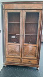Antieke  vitrine kast (Stijl )Louis Philippe fineerhout, Ophalen