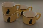 Boch zwarte kat vintage 4 kopjes, Antiek en Kunst, Ophalen of Verzenden