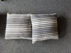 2 grijs gestreepte katoenen sierkussens 40 op 40cm-10€ /2st, Ophalen of Verzenden, Nieuw, Grijs, Vierkant