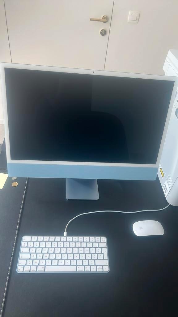 iMac 24” M1 (2021) – Topconfiguratie (Blauw), Computers en Software, Apple Desktops, Zo goed als nieuw, iMac, SSD, 3 tot 4 Ghz
