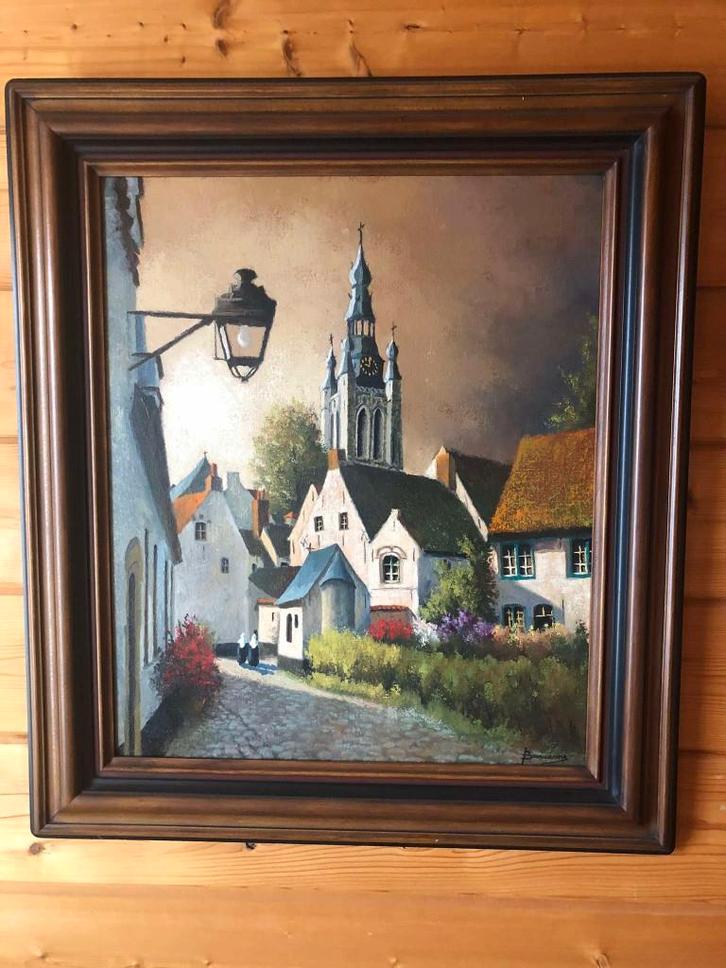 schilderij begijnhof Kortrijk Robert Beaucarne, Antiquités & Art, Art | Peinture | Classique, Enlèvement ou Envoi