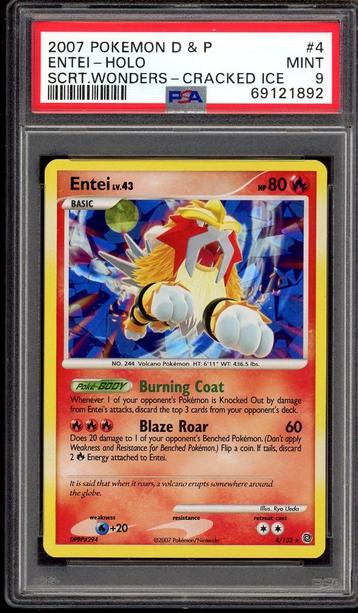 Entei Holo [Cracked Ice] Holo PSA 9 - 4/132 - Diamond Pearl beschikbaar voor biedingen