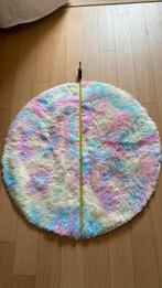 Rond fluffy tapijt ø1m pastel tinten, Ophalen, Zo goed als nieuw, Tapijt