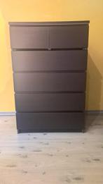 Malm ikea ladekast met 6 lades zwartbruin, Ophalen, Gebruikt, 5 laden of meer, 100 tot 150 cm