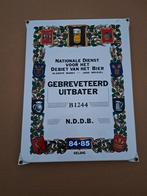 Emaille reclamebord gebreveteerd uitbater bier, Verzamelen, Ophalen of Verzenden, Zo goed als nieuw, Reclamebord