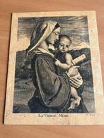 Oude prent "La Vierge mère " in kurk, Verzenden, Gebruikt, Kaart of Prent, Christendom | Katholiek