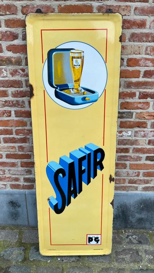 Emaille bord Safir Aalst., Verzamelen, Merken en Reclamevoorwerpen, Zo goed als nieuw, Reclamebord, Ophalen